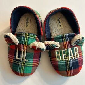 DEARFOAMS LIL BEAR COZY COMFORT PLAID SLIPPERS SIZE 11-12 ORIGINAL